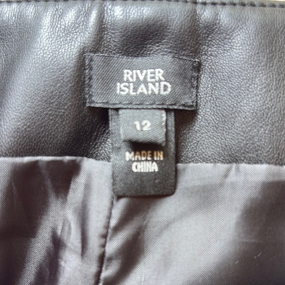 River Island Charcoal Faux Leather Mini Skirt with Button Accents - Picture 2 of 8